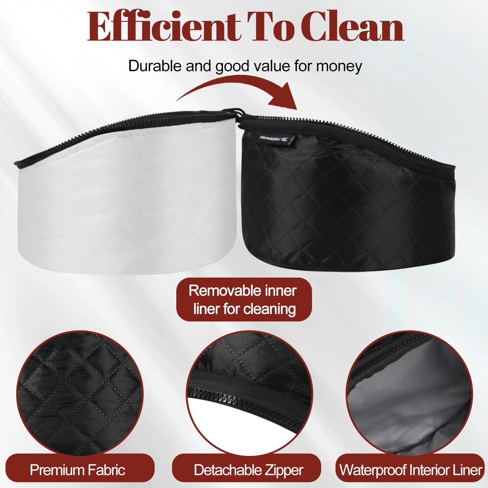 The inside of the Bilinavy deep conditioning heat cap displaying the fireproof insulating silicon fibers designed for safe home hair treatments