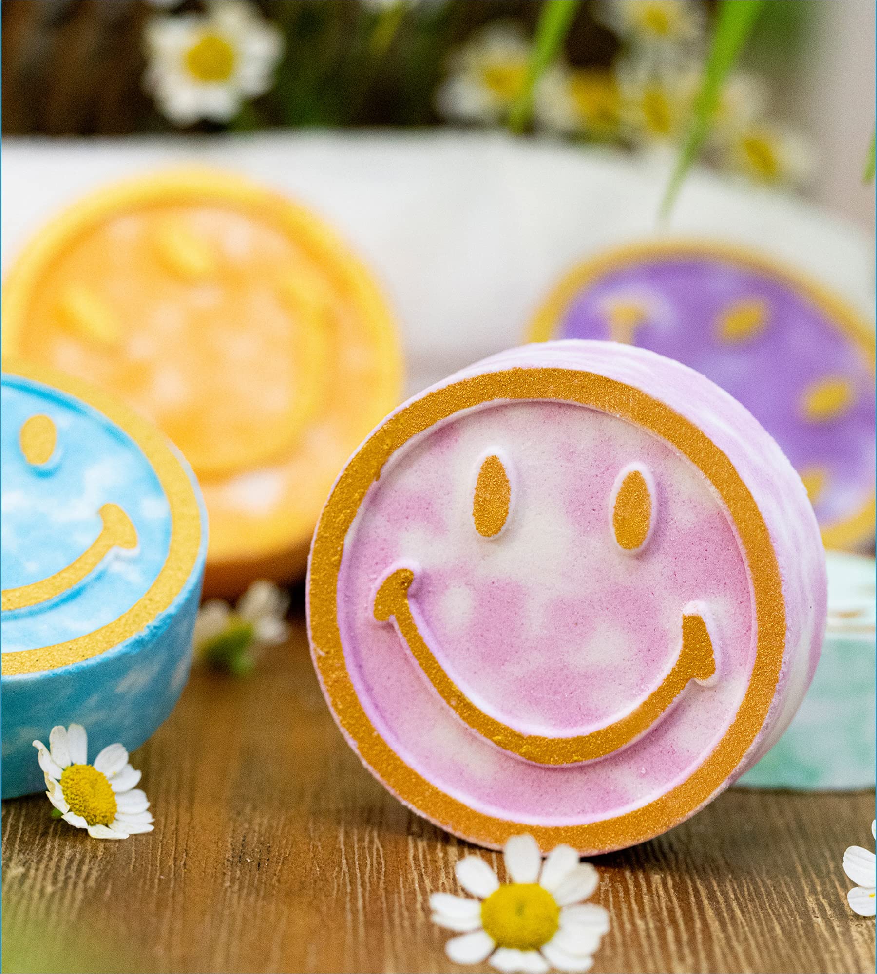Close up view of the happy smile shaped EUSEMIA vapor tablets infused with real herbs.