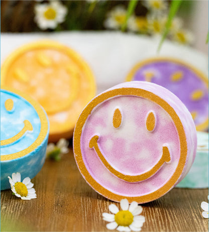 Close up view of the happy smile shaped EUSEMIA vapor tablets infused with real herbs.