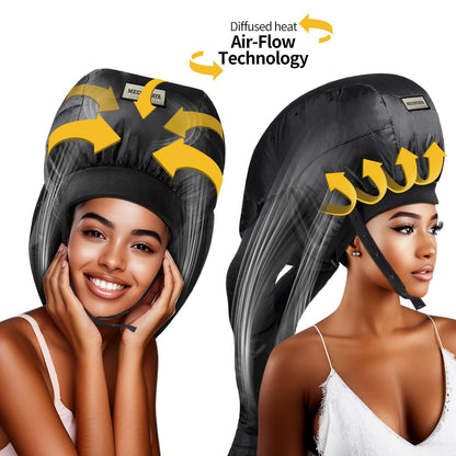 Soft diffuser cap attachment with adjustable drawstring for deep conditioning at home