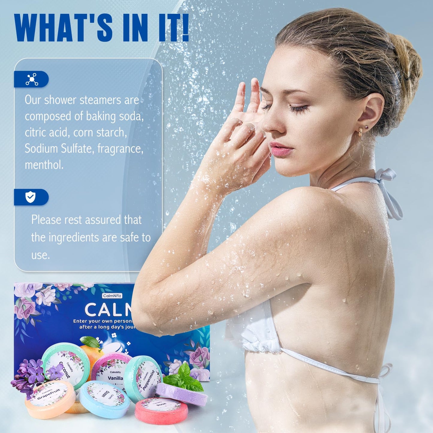 Close up of an authentic CalmNFiz aromatherapy tablet showcasing the premium concentrated texture