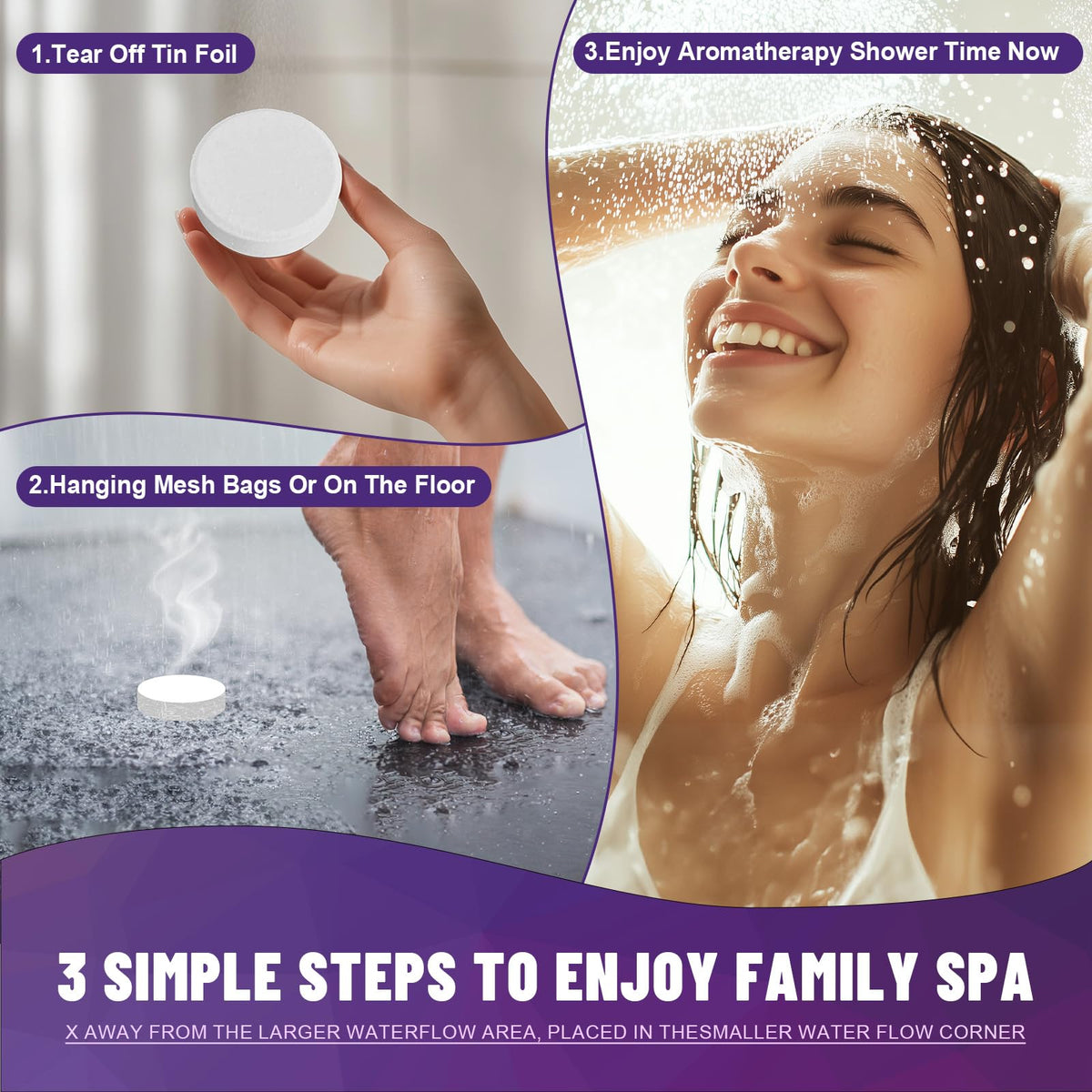 IAGFIWS lavender shower steamer dissolving in water