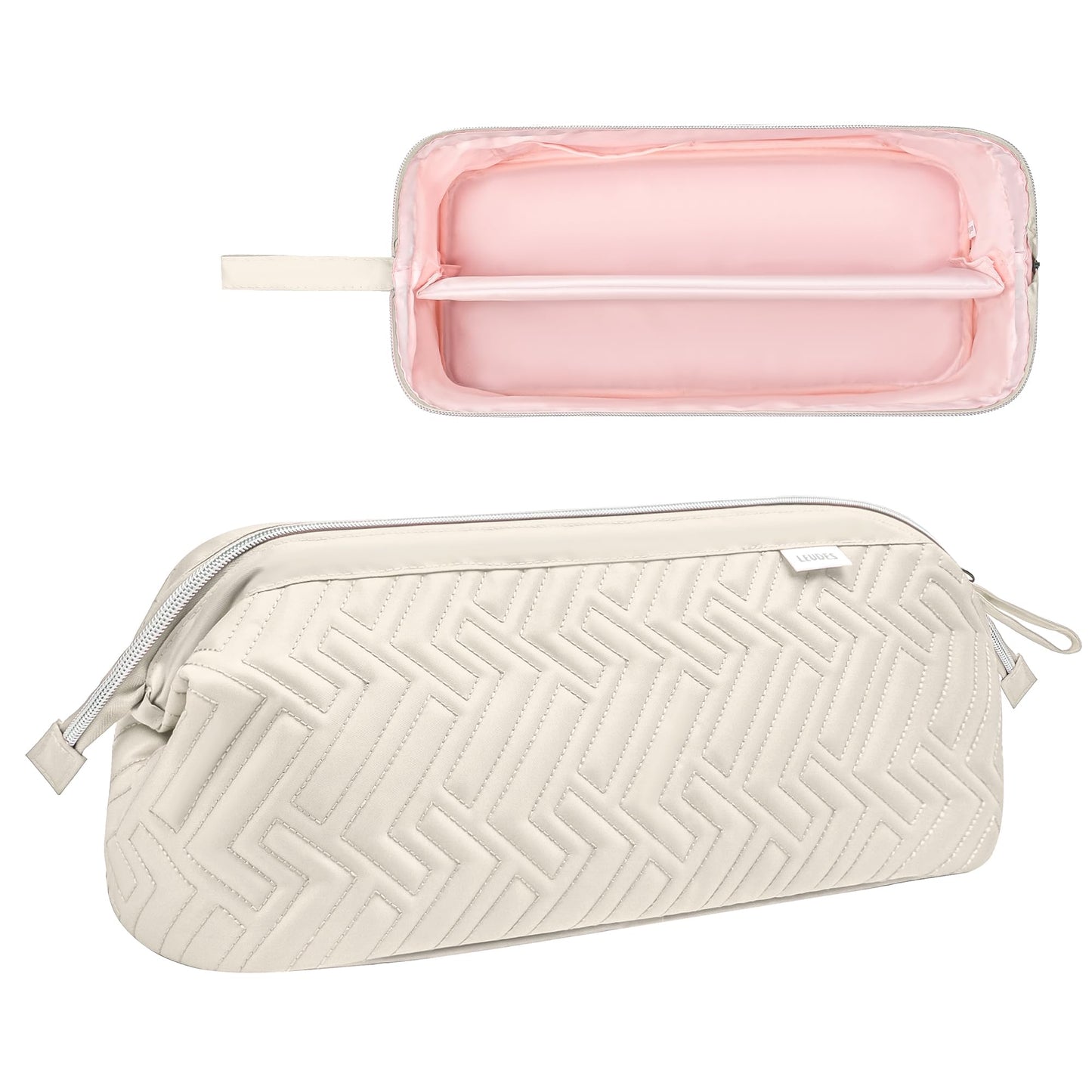 Leudes dustproof curling iron travel organizer side view detailing nylon fabric