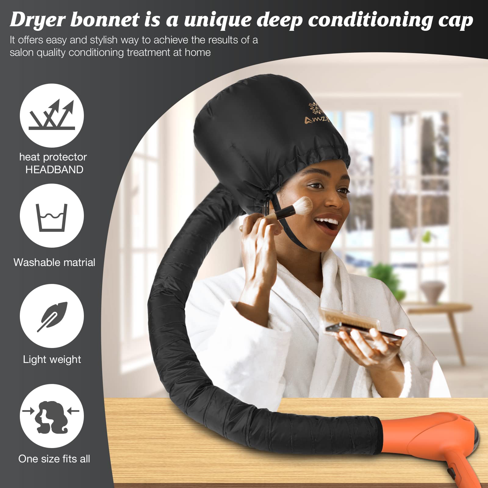 Waterproof hair drying hood attachment for home deep conditioning treatments