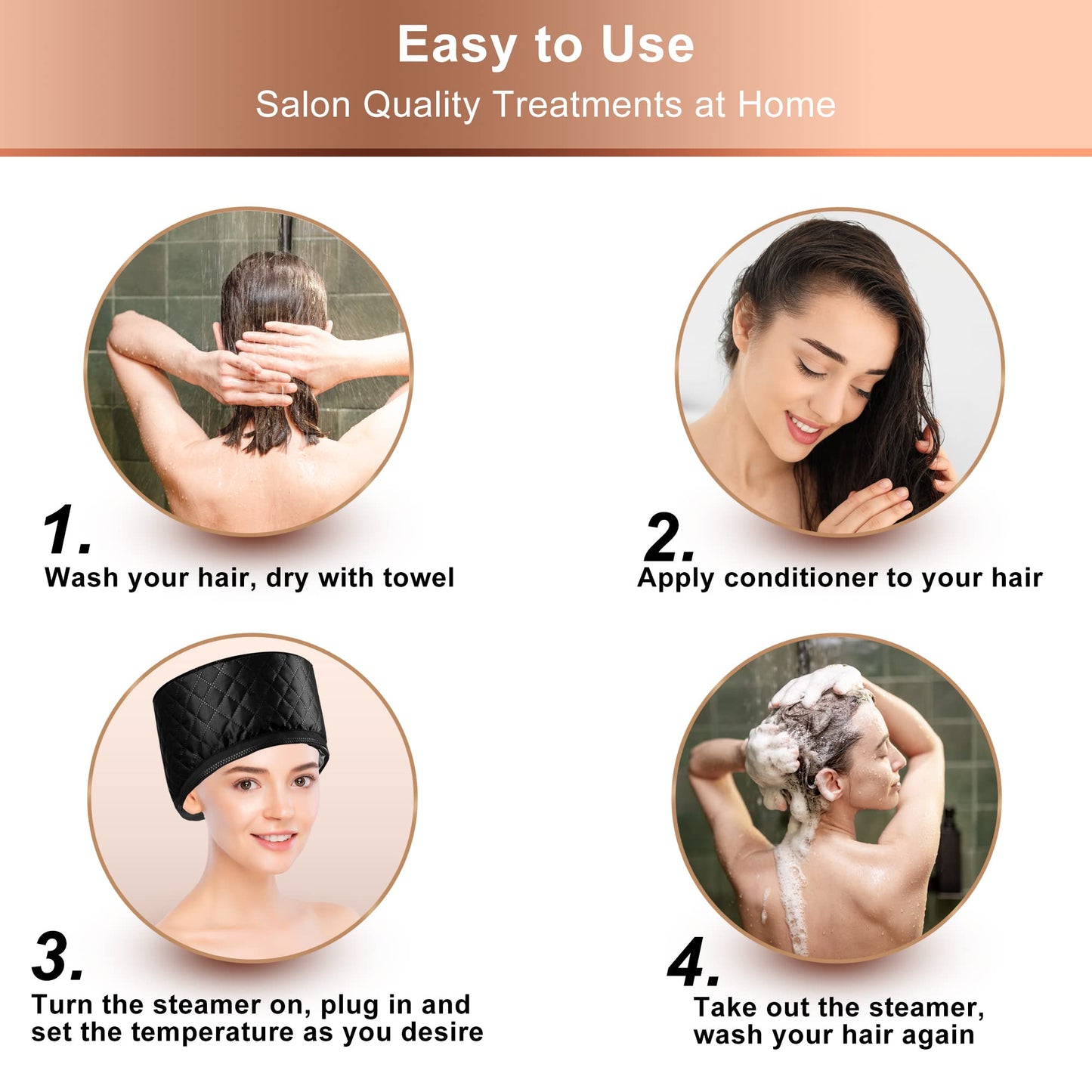 Ingeware hair steamer cap for natural hair care showing adjustable elastic drawstring
