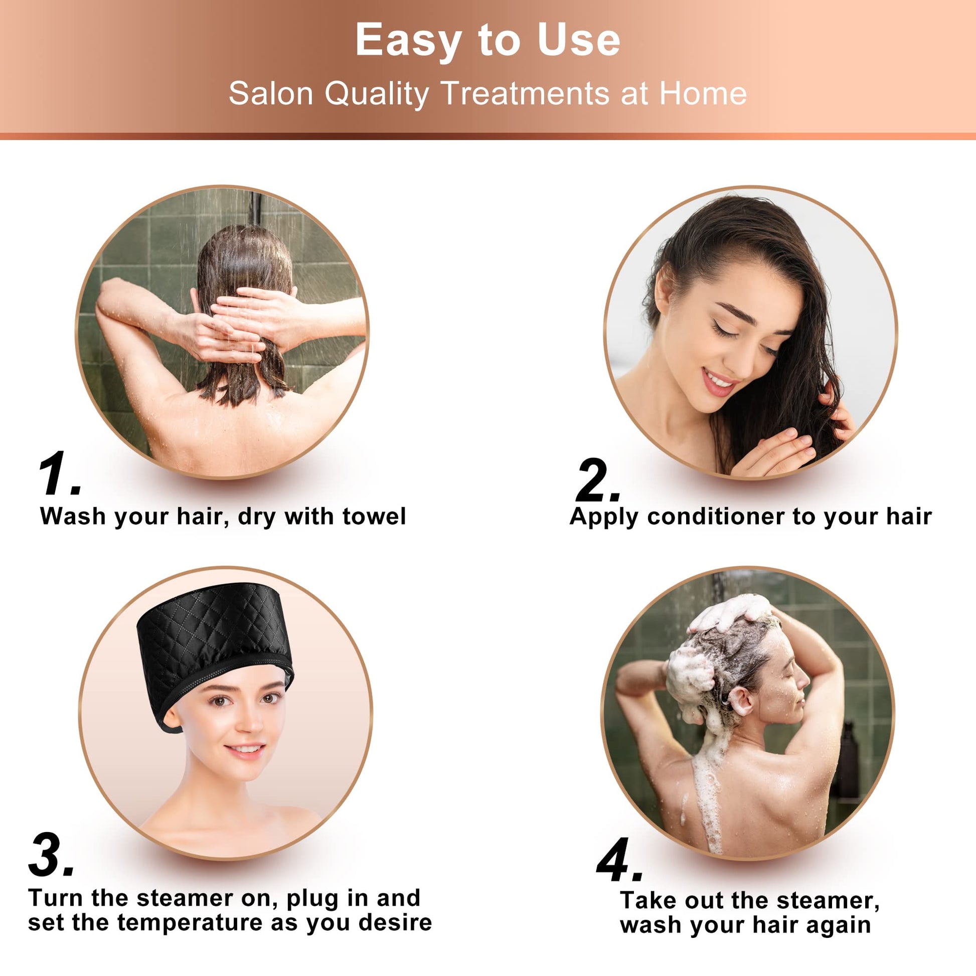 Ingeware hair steamer cap for natural hair care showing adjustable elastic drawstring