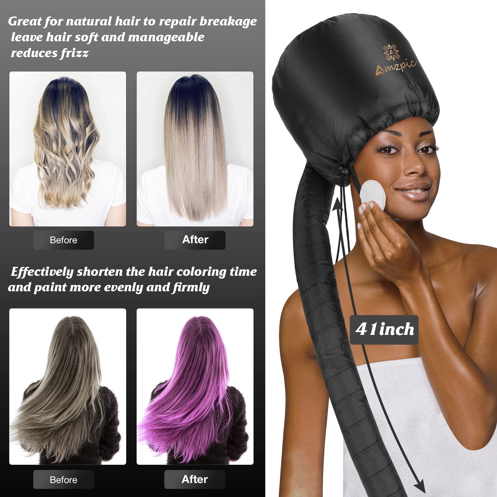 Amzpic salon quality deep conditioning cap being worn with roller sets