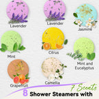 Relaso shower steamers 8 pack open box showing individually wrapped tablets