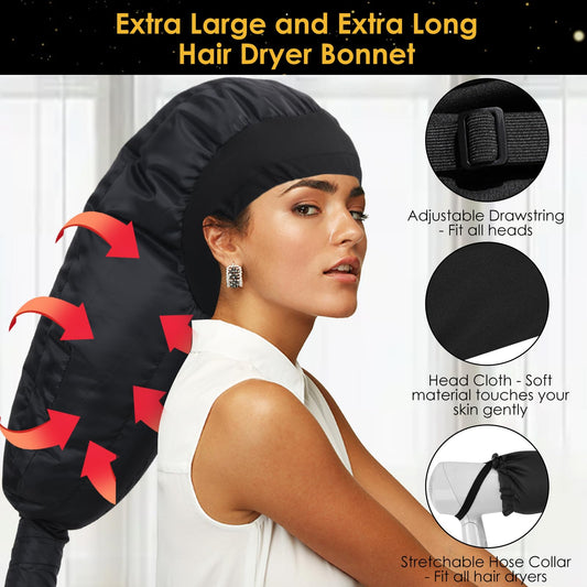Close-up of the adjustable drawstring and chin strap on the TEPENAR hooded hair dryer attachment for a secure hands-free fit.