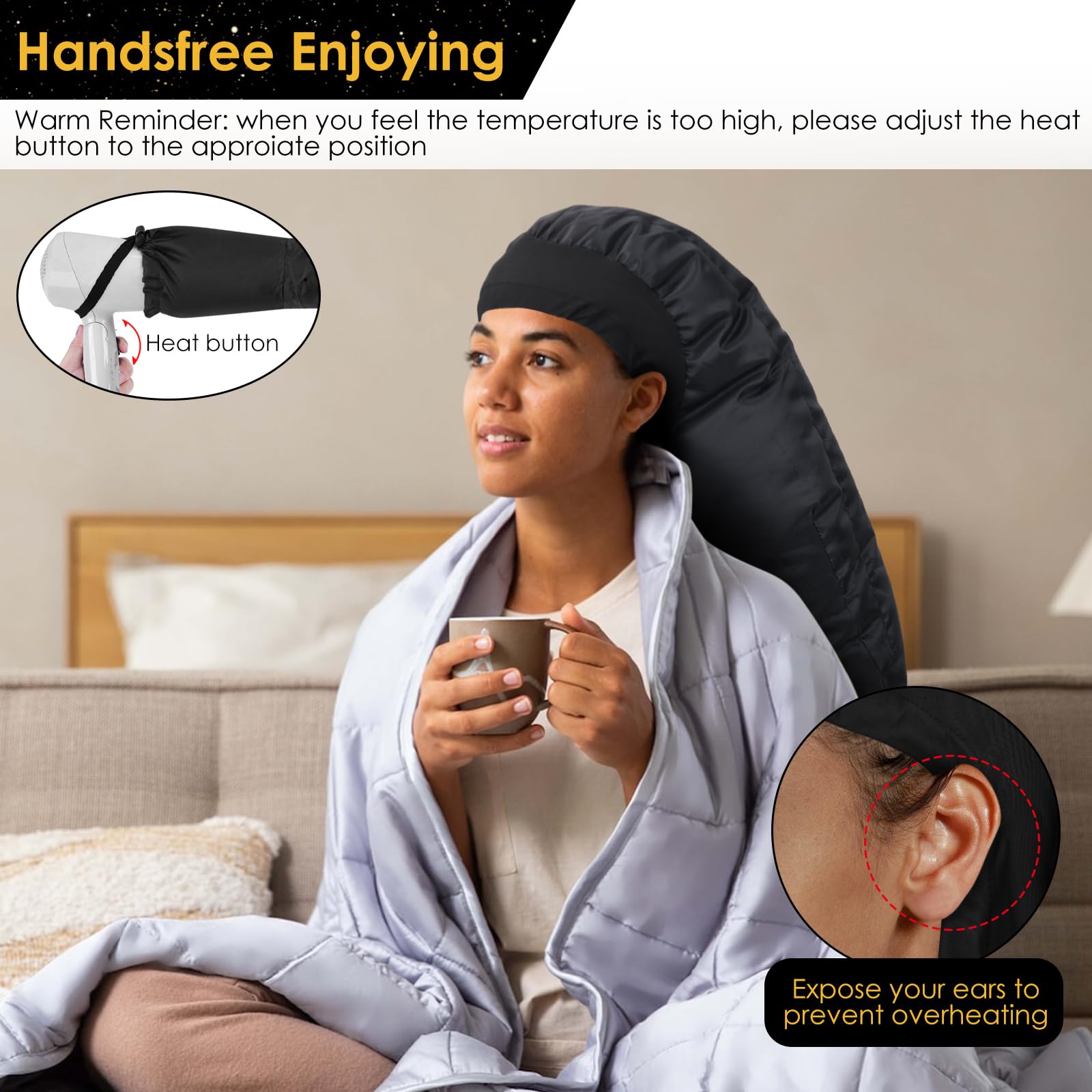 Detailed view of the ventilation holes distributed across the TEPENAR soft hooded bonnet for uniform heat circulation.