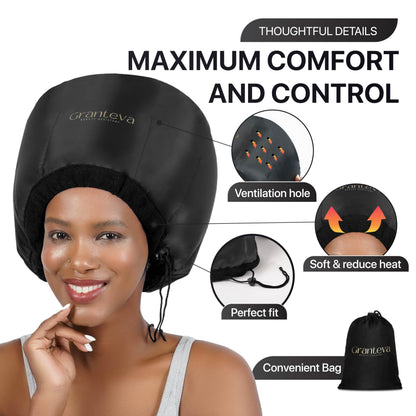Close up view of the Granteva bonnet cap showing the integrated heat protection headband designed to shield ears.