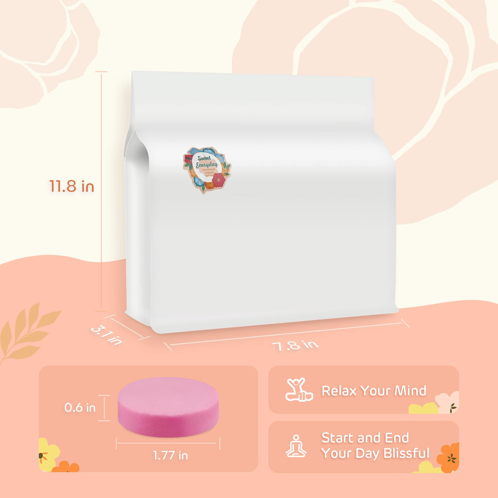 Assorted aromatherapy shower tablets showcasing multi quantity packaging