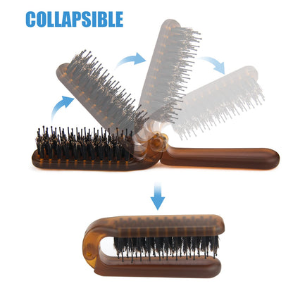 Close up of nylon needles and boar bristles on Ancable travel brush