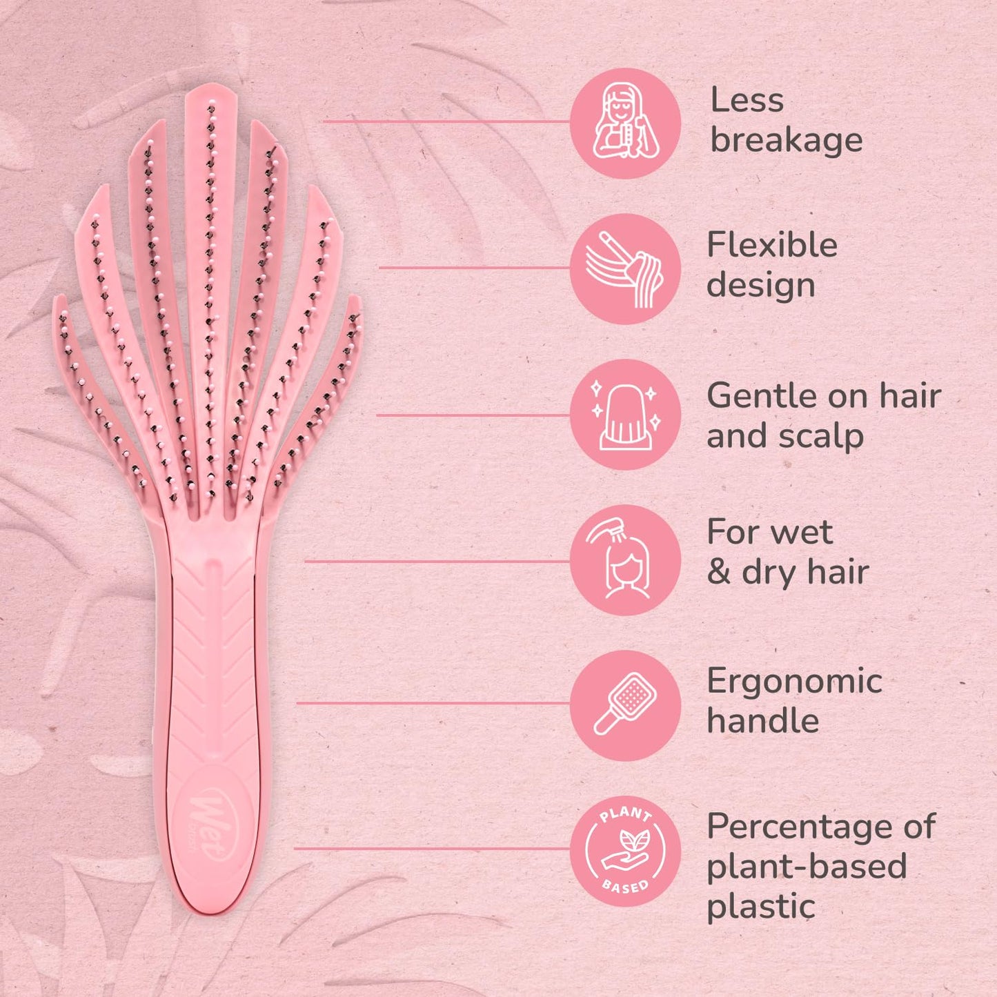 Wet Brush Go Green pale pink detangler for curly hair