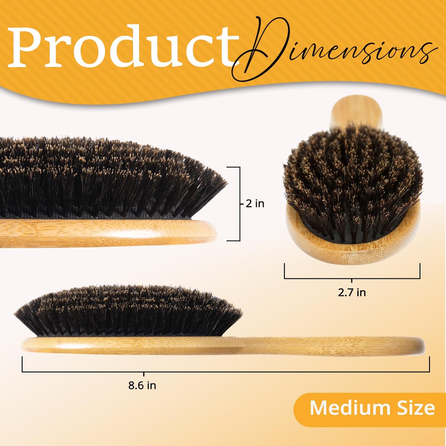 Close up of Belula soft natural boar bristles for thin hair