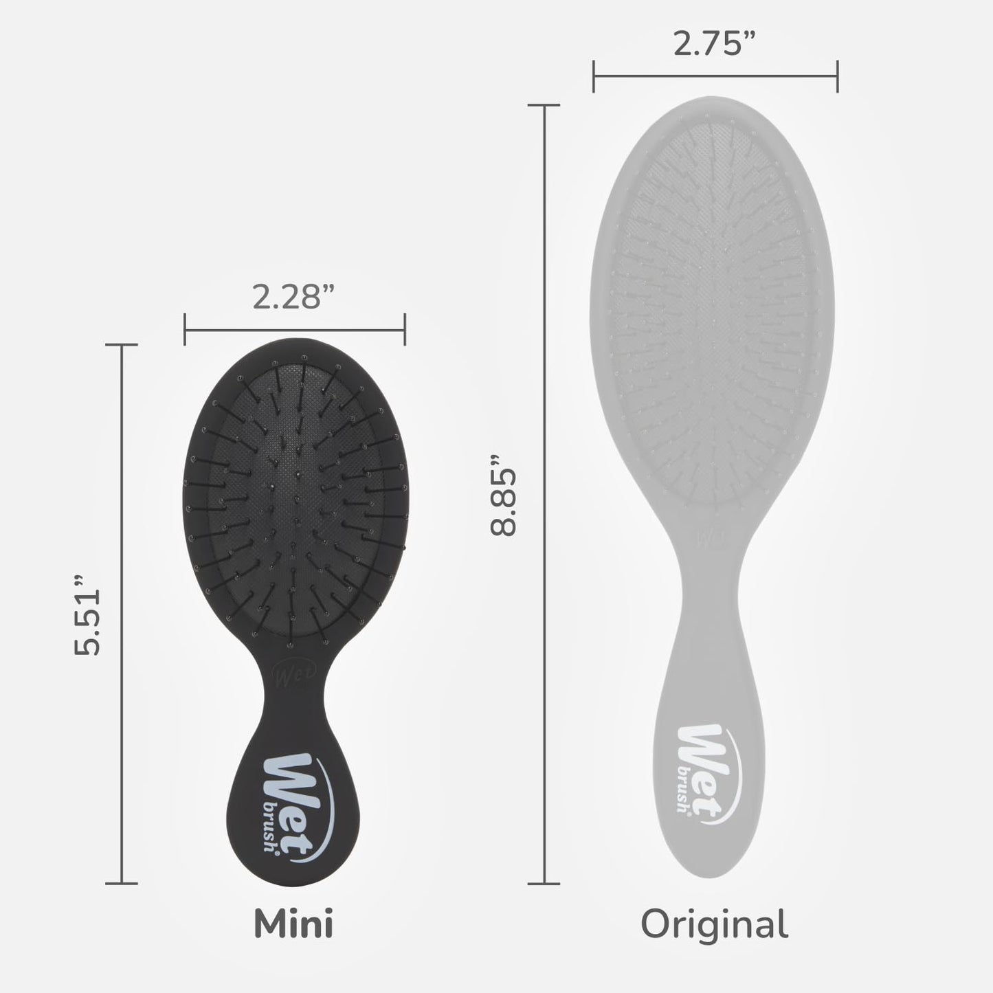Wet Brush Mini Detangler black handle close up