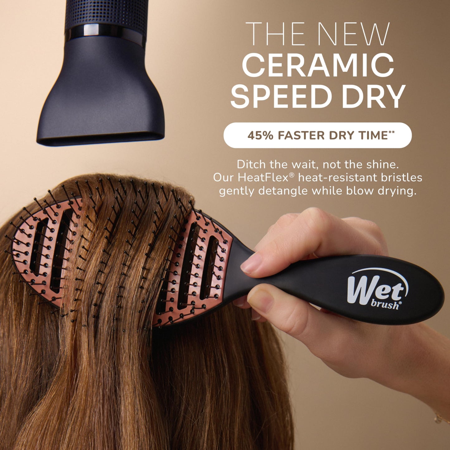 Vented back design of Wet Brush Ceramic Speed Dry black
