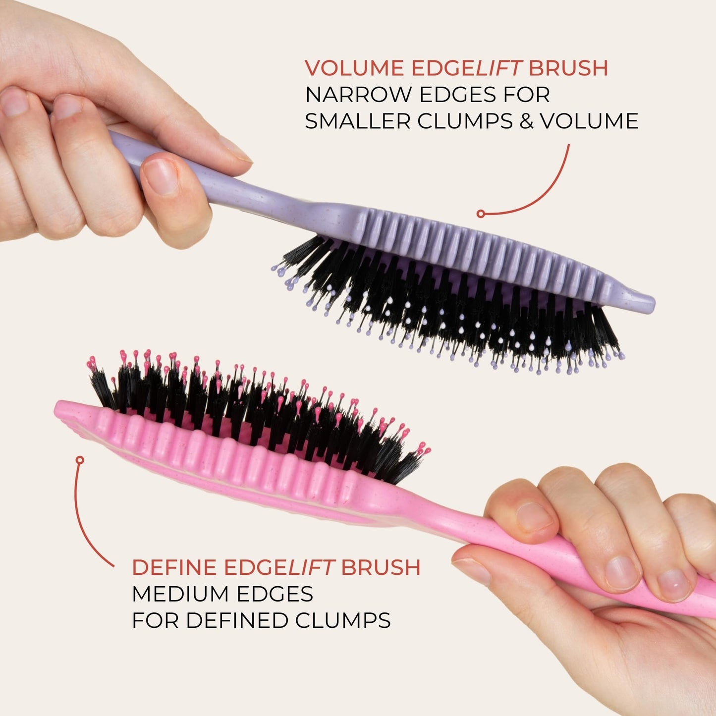 Hand holding Bounce Curl Volume EdgeLift Brush handle