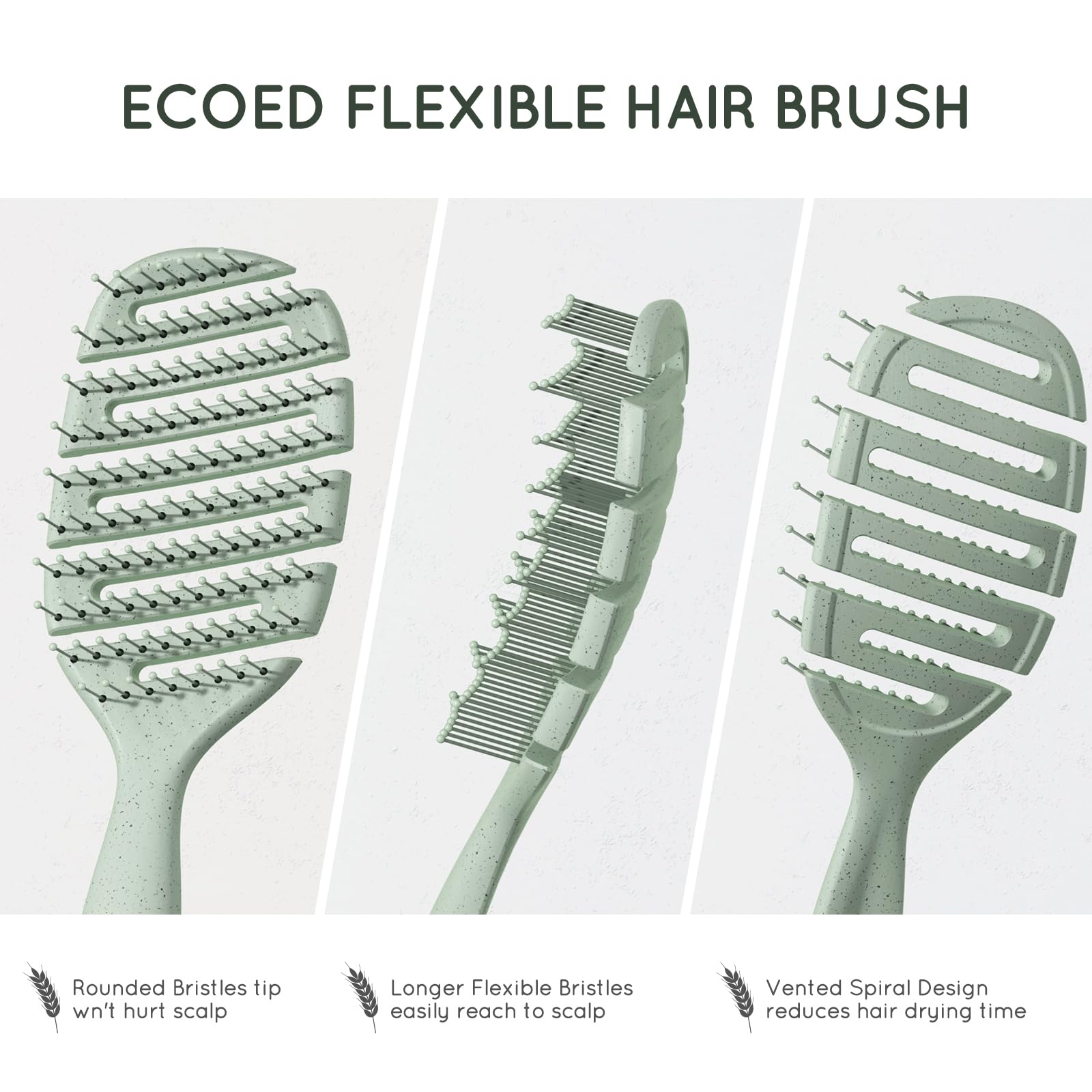 Ecoed vented hairbrush for quick blow drying and smoothing
