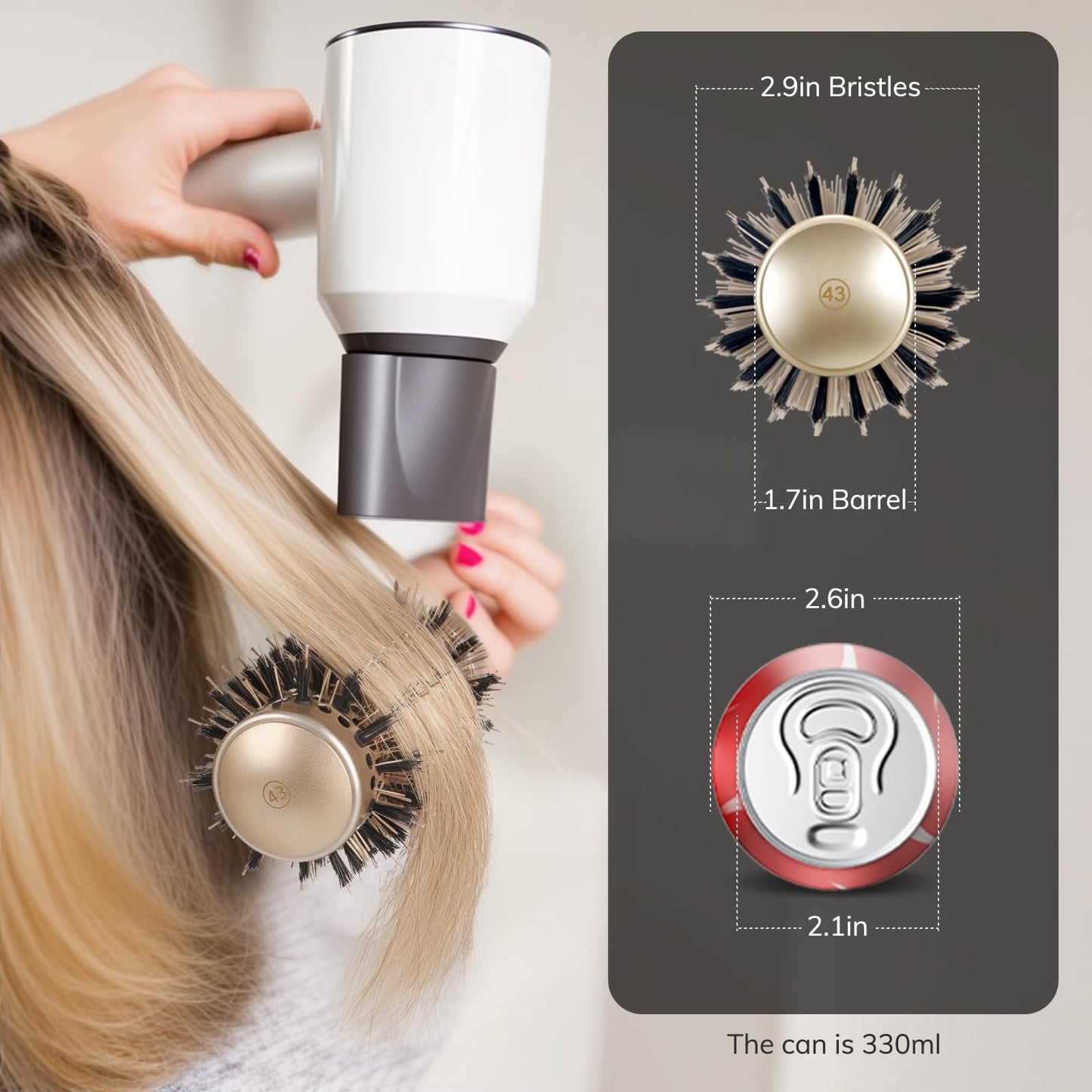 Sndyi 1.7 inch ionic round brush for blow drying