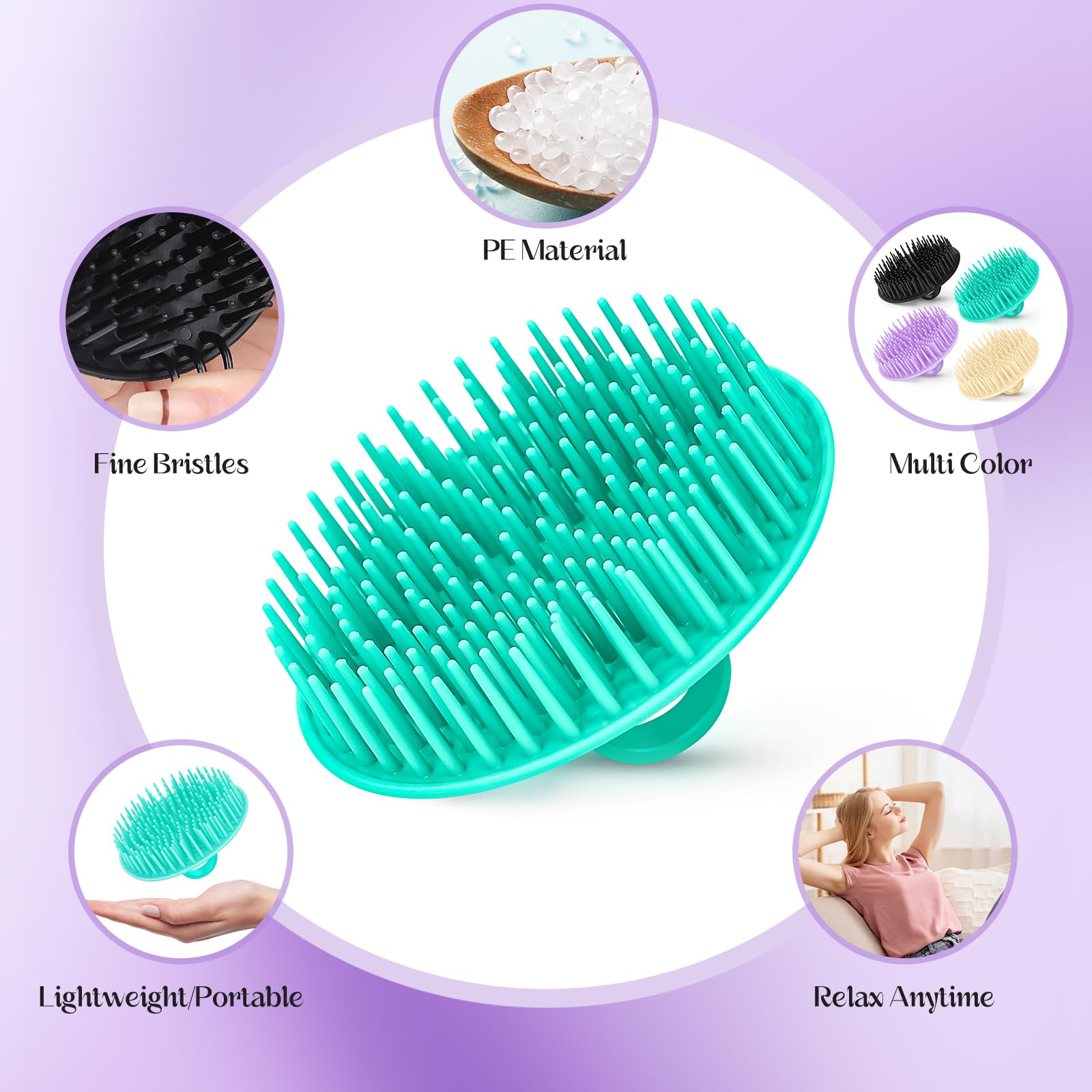 Close up of Yealife shampoo brush flexible silicone bristles