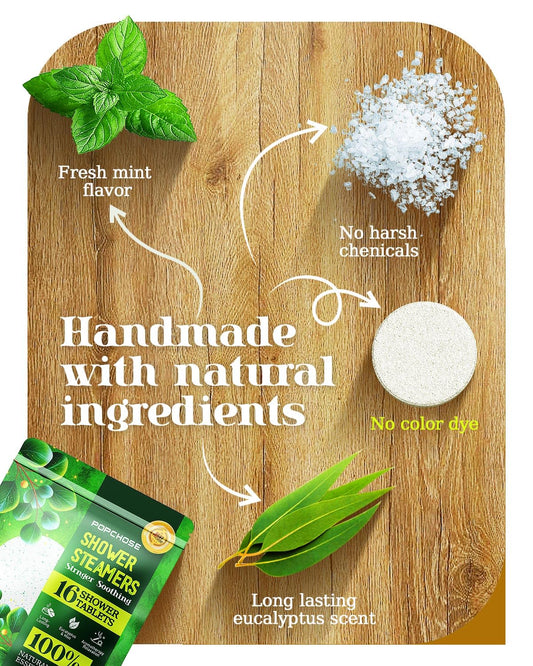 Individually wrapped eucalyptus and menthol aromatherapy tablets displayed outside the box for sinus relief.