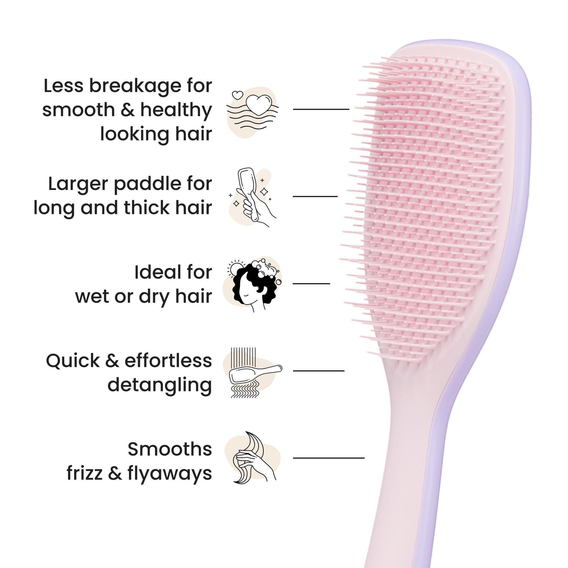 Side profile of Tangle Teezer large detangler for thick hair