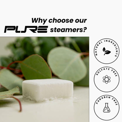 Pure Athlete eucalyptus shower tablets showing vegan and cruelty free certifications on the label