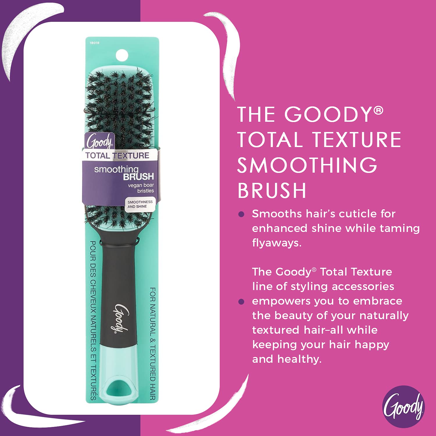 Close up of vegan boar bristles on Goody styling brush
