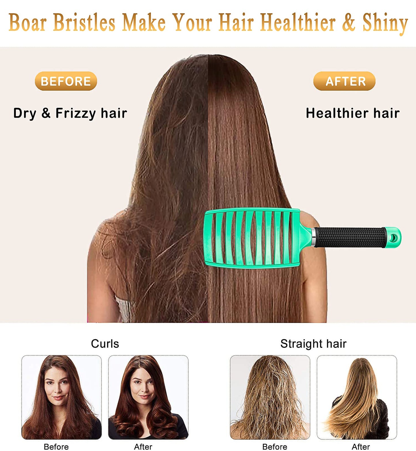Ktkudy hair brush showing vented curved design