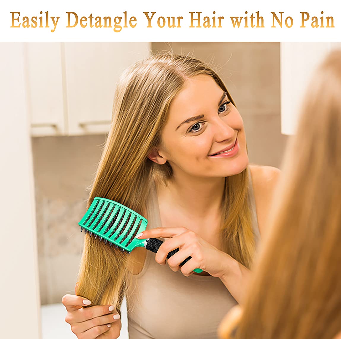 Ktkudy light green hair brush for wet and dry hair