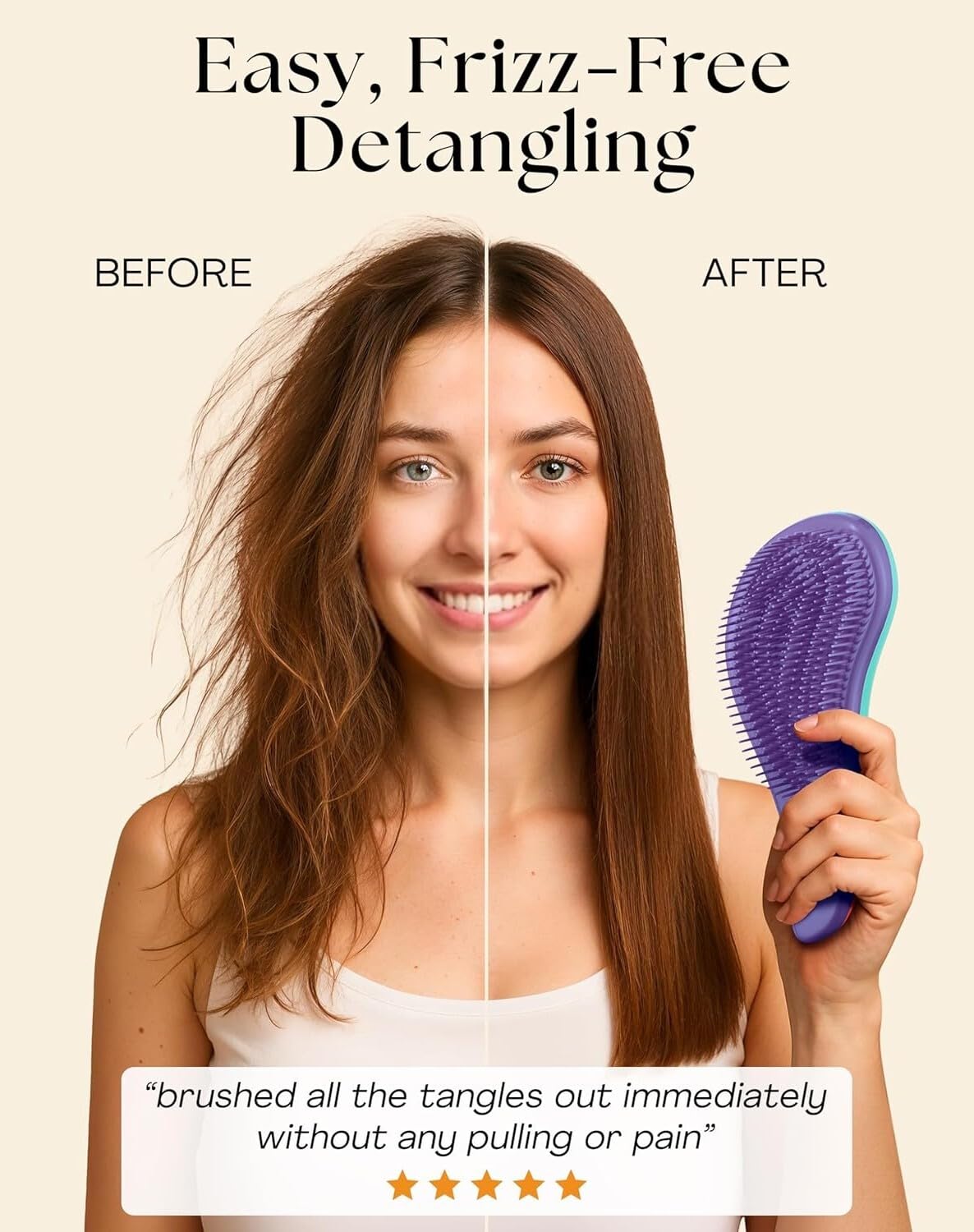 Lily England pain free hairbrush back view illustrating the ergonomic handle design
