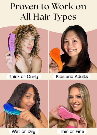Lily England ombre detangler brush being used on wet hair after a wash