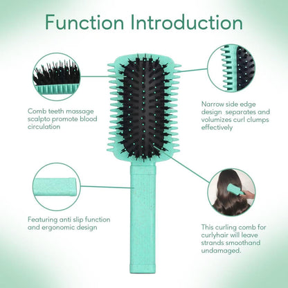 Ergonomic green handle of Auhrjomra curl brush
