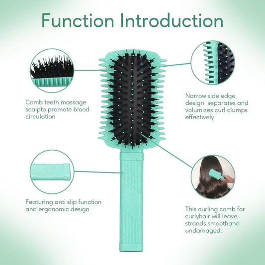 Ergonomic green handle of Auhrjomra curl brush
