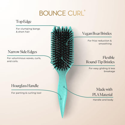 Close up of Bounce Curl Volume EdgeLift brush handle used for parting