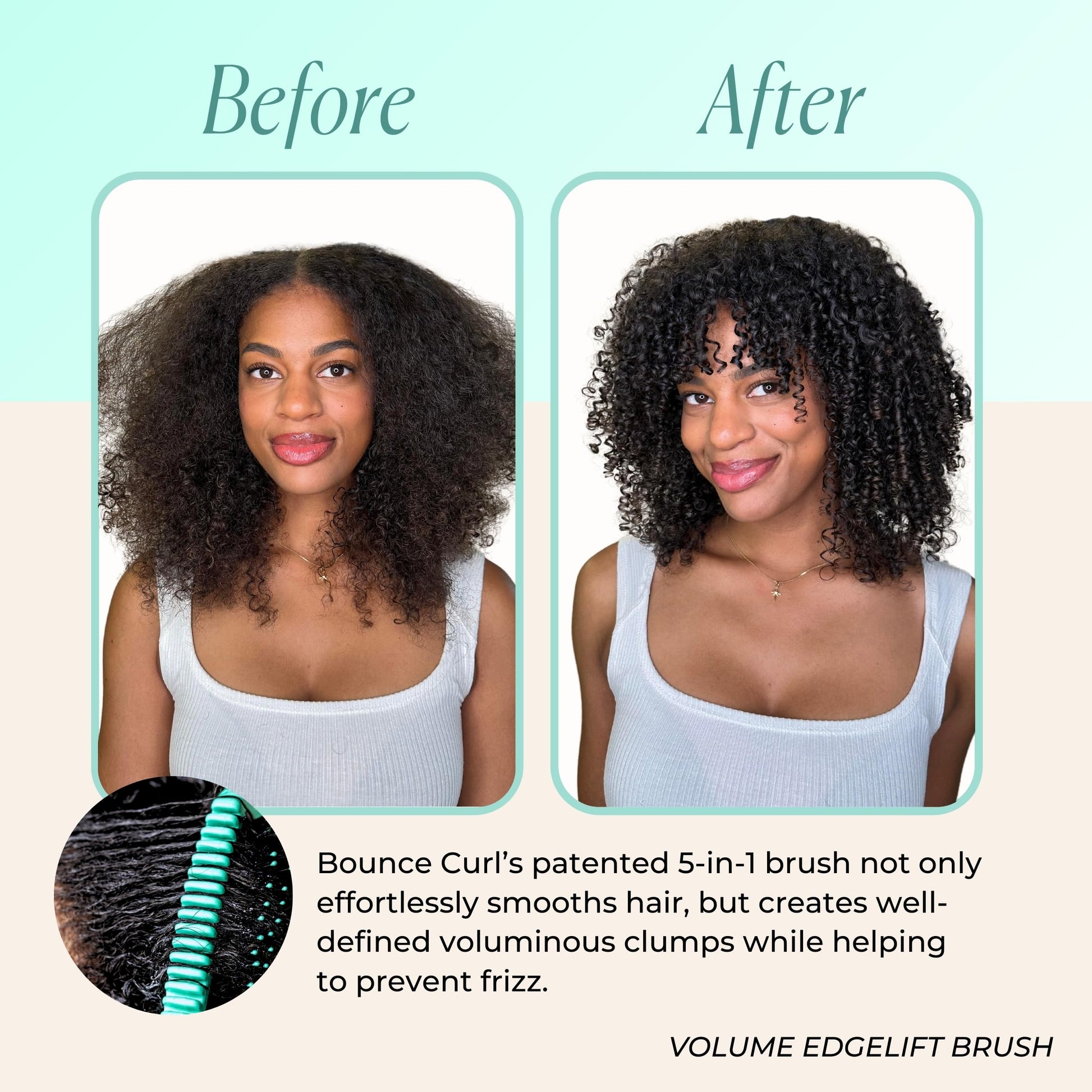 Detailed view of Bounce Curl brush bristles for separating hair clumps