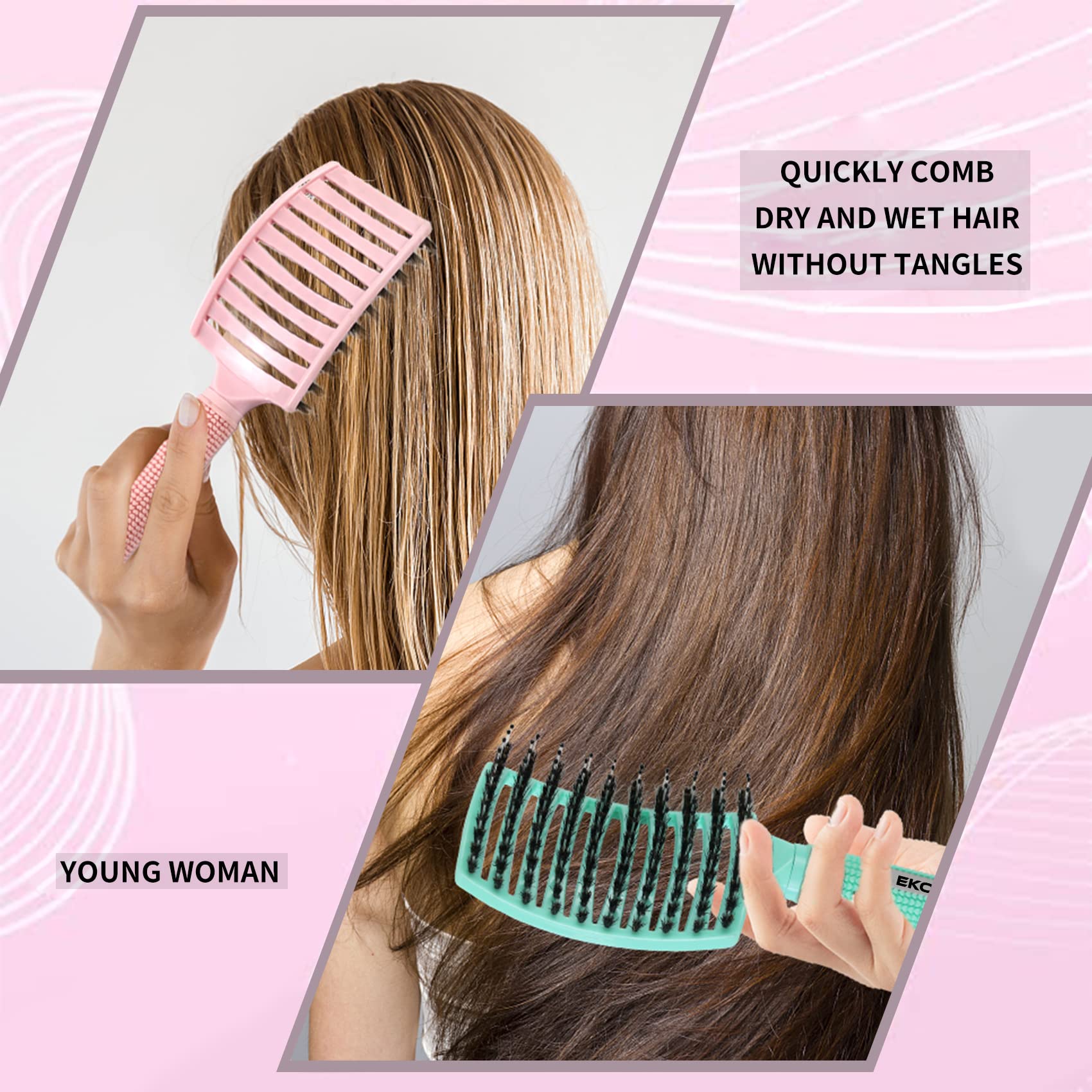 Ekonaer hair brush set green color vented design