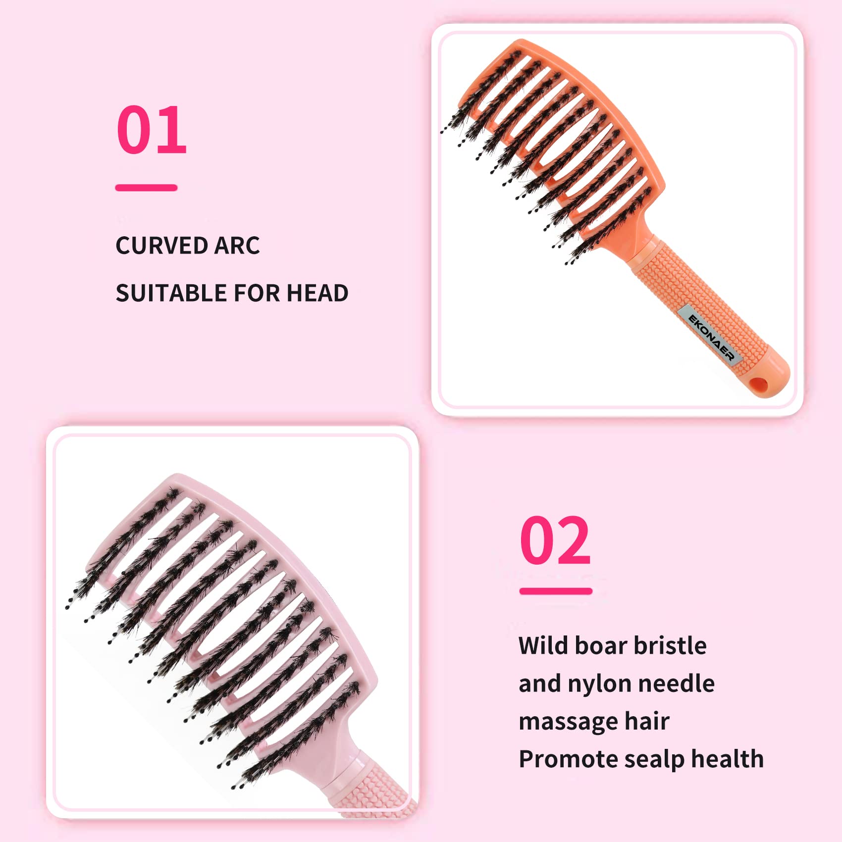 Ekonaer brush set showing ergonomic rubber handle and vent holes