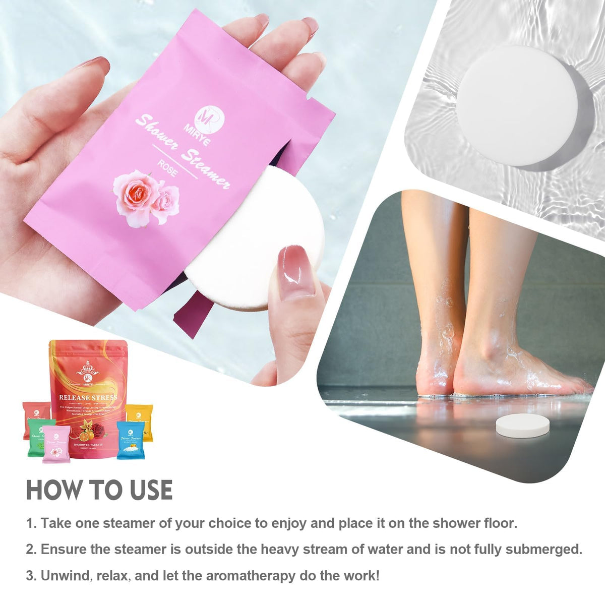 Five aromatic scent profiles of MR MIRYE spa shower tablets