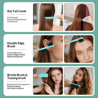 Gfdck curly hair brush set teal color