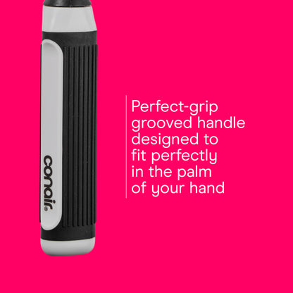 Side profile of Conair pro hairbrush highlighting the uniform rows of synthetic nylon bristles.