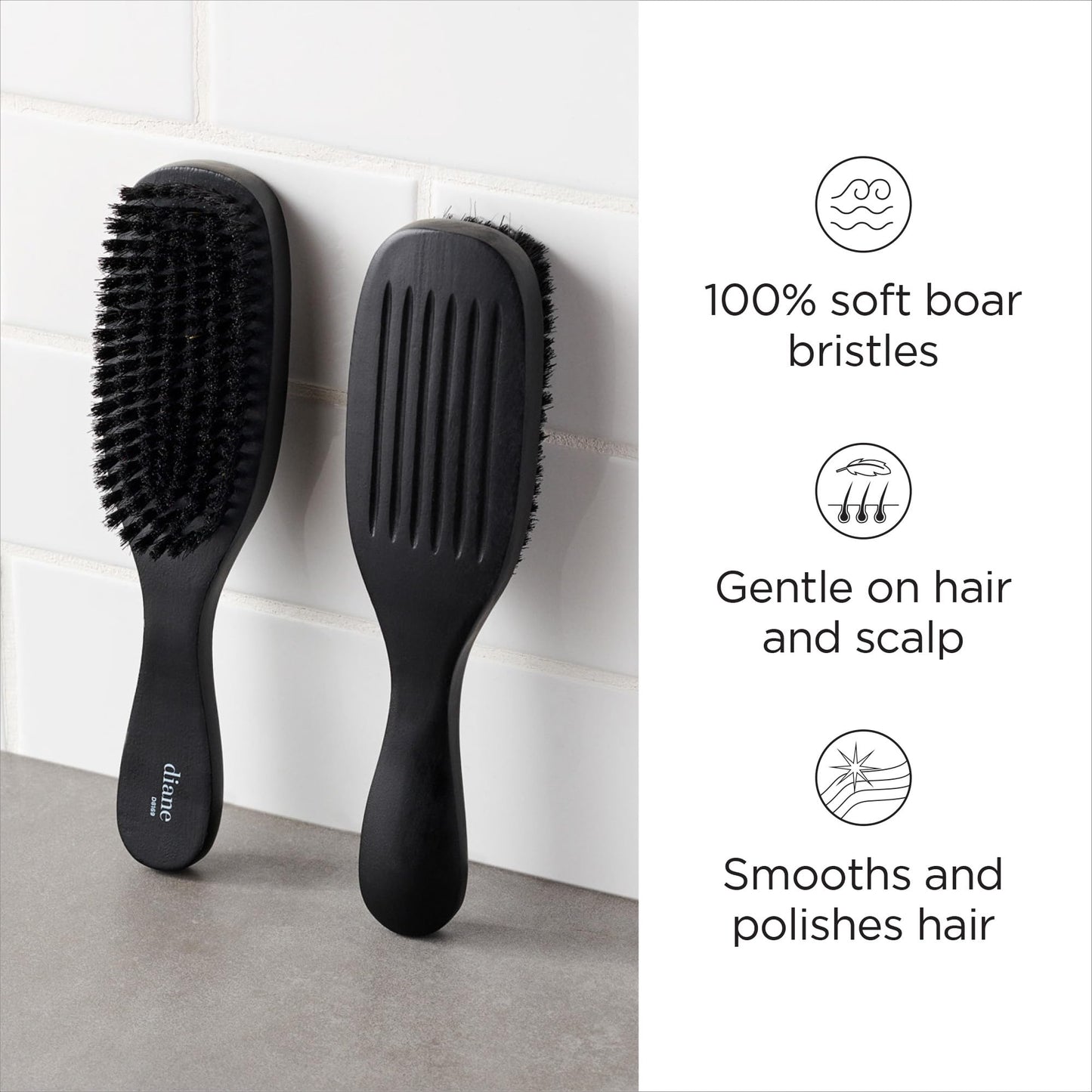 Diane 100 percent soft boar bristle club brush for men styling 360 waves and fades