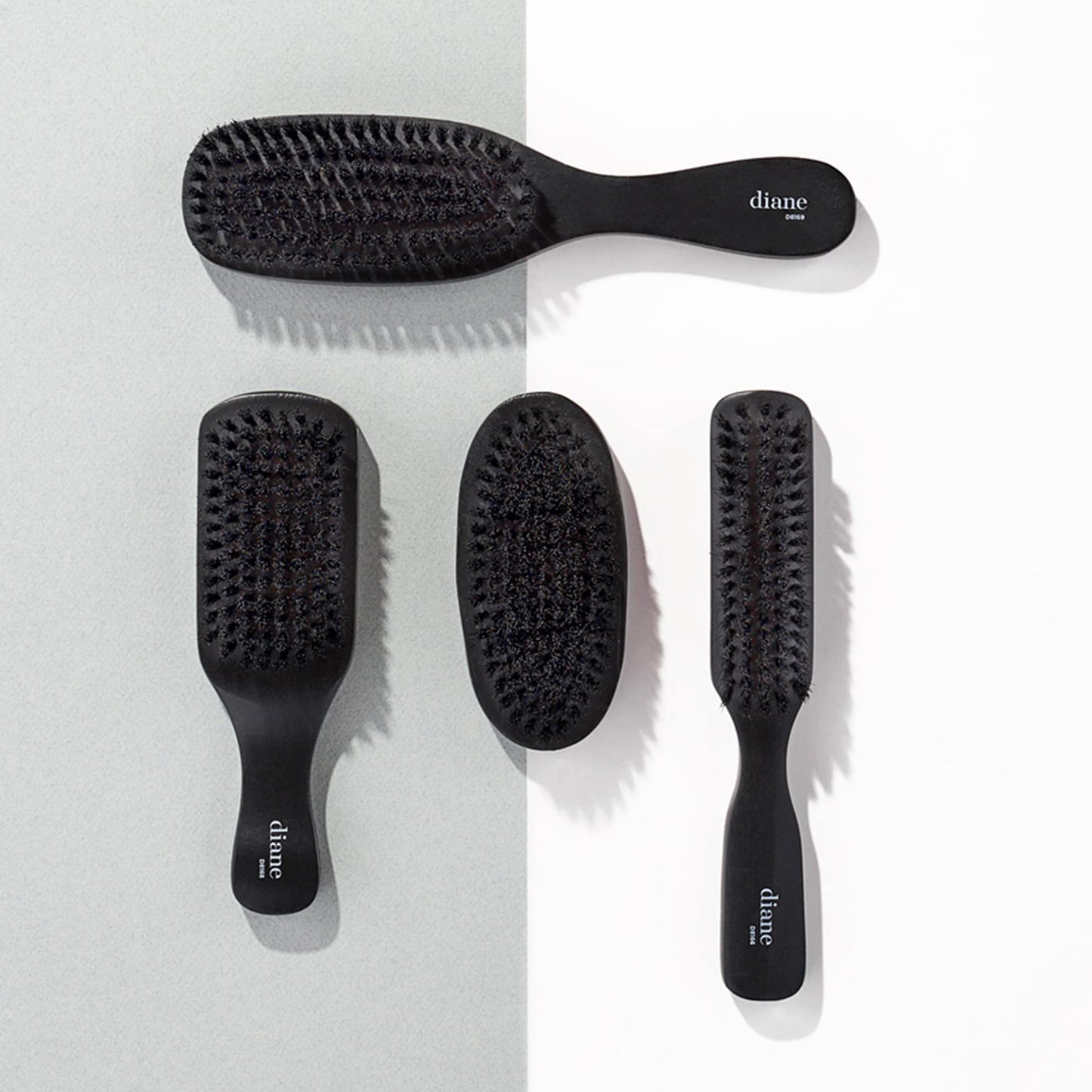 Close up view of the authentic Diane soft boar hair bristles designed for gentle scalp grooming