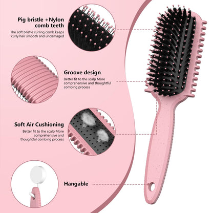 Close up of flexible bristles on Hez styling brush