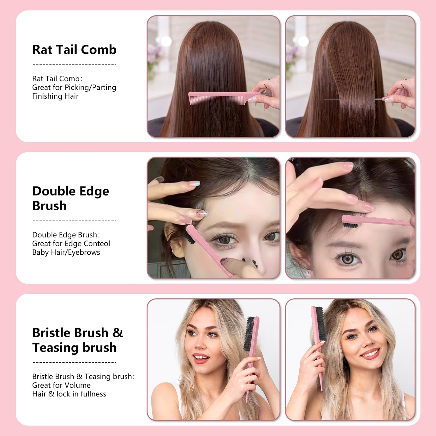 Hand holding pink curl brush for styling
