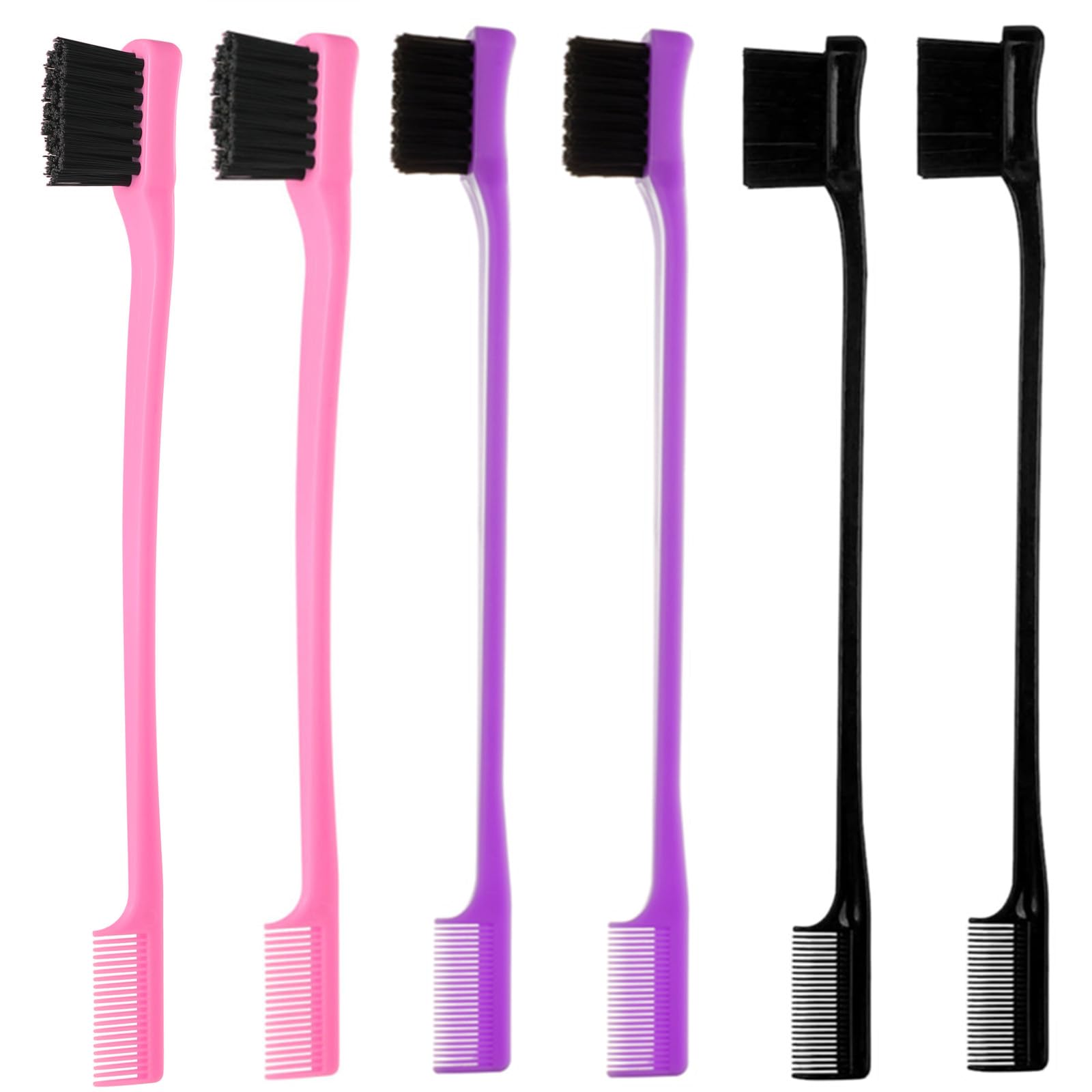 Six piece professional edge control brush and comb set