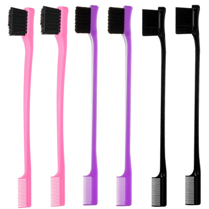 Six piece professional edge control brush and comb set
