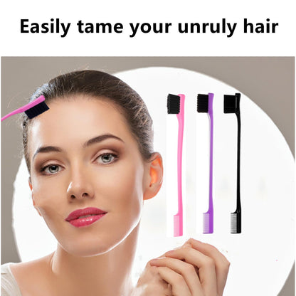 Pink purple and black edge control brushes for hair