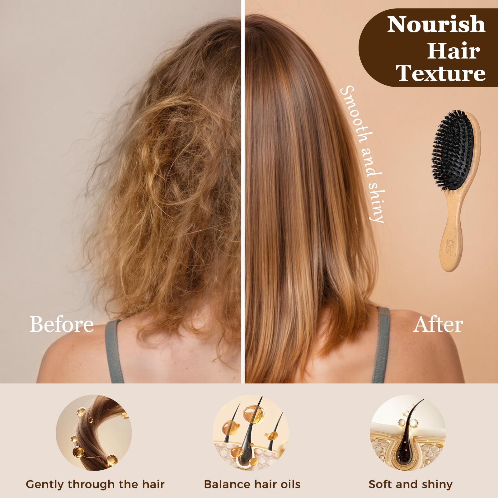 Black Egg hair brush set with included hair ties